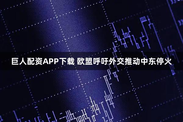 巨人配资APP下载 欧盟呼吁外交推动中东停火